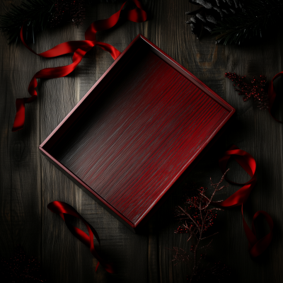 Gift Box on Wooden Table