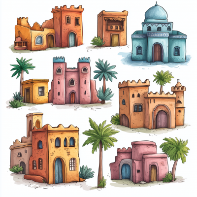 Moroccan Houses Cartoon