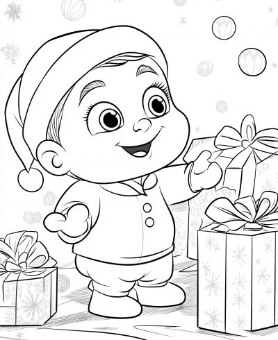 Cute Baby Santa Claus Coloring Page