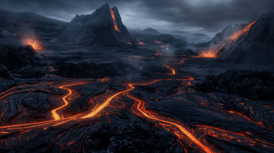 Dark Volcanic Landscape