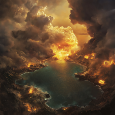 Enormous Bay Surrounded by Volcanoes
