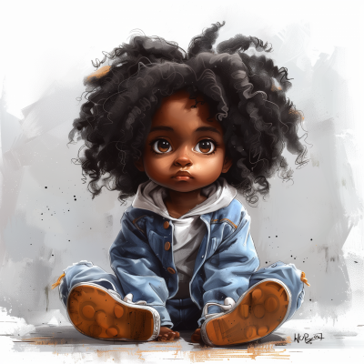 Chibi Style Drawing of a Black Kid