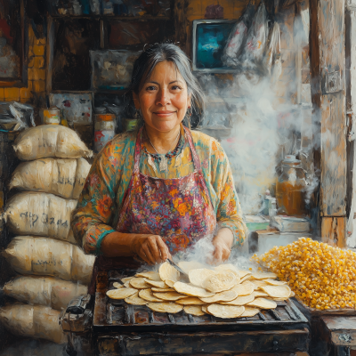 Portrait of a Guatemalan Woman Cooking