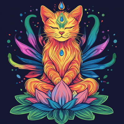 Meditating Cartoon Cat