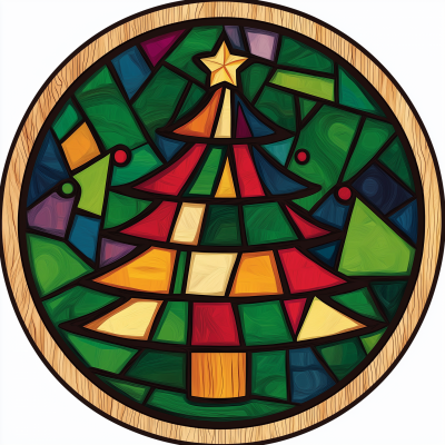 Stained Glass Christmas Tree Coaster