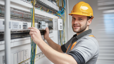 Friendly Electrician in Modern Setting