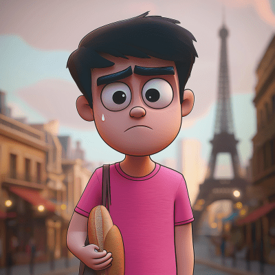 Sad Metal Man with Baguette