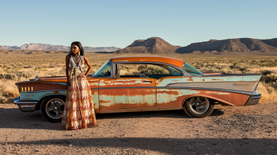 Lonesome Indian Woman with Chevy