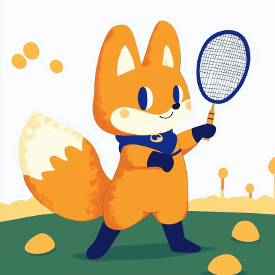 Fox Playing Badminton