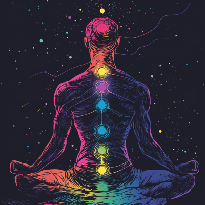 Meditating Man with Chakras