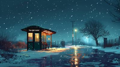 Lonely Winter Bus Stop