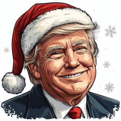 Cartoon Politician in Santa Hat