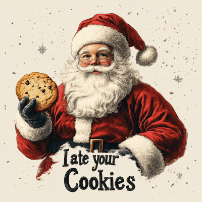 Santa Holding Cookie