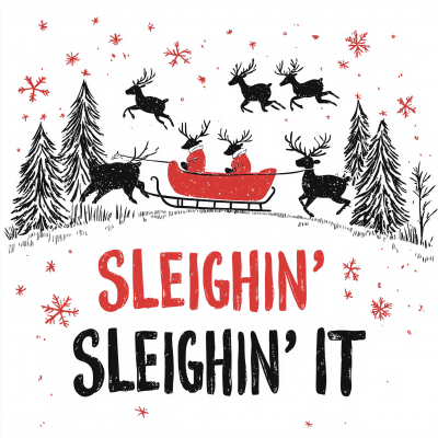 Sleighin It Christmas Illustration