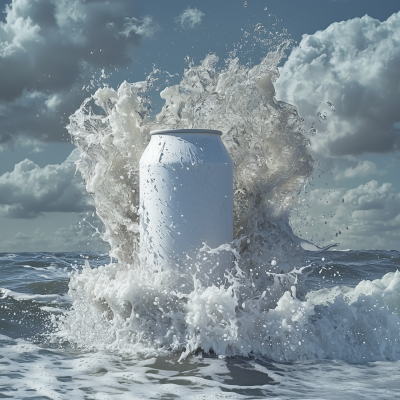 Giant Soda Can in Ocean