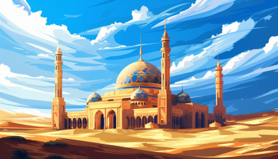 Vibrant Mosque in the Desert