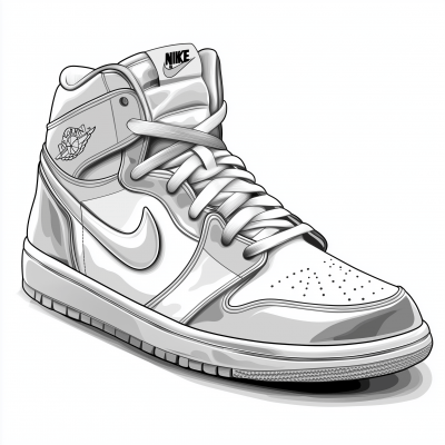 Silver Nike Sneaker Vector Art