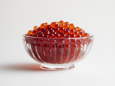 Red Caviar in Glass Bowl