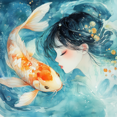Charming Watercolor Anime Princess