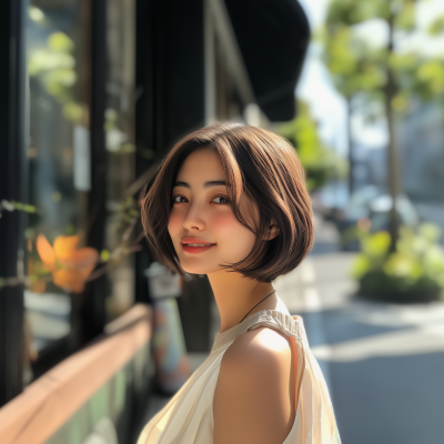 Smiling Japanese Woman Portrait