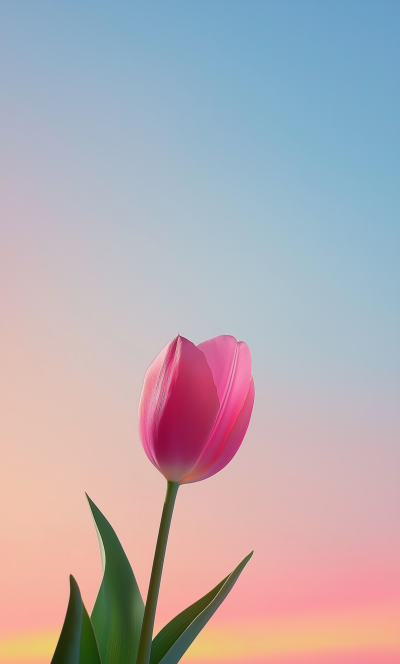 Minimalist Pink Tulip at Dusk