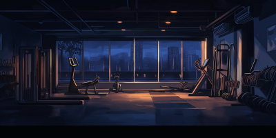 Dark Themed Gym Interior