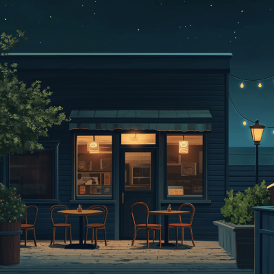 Restaurant Exterior at Night