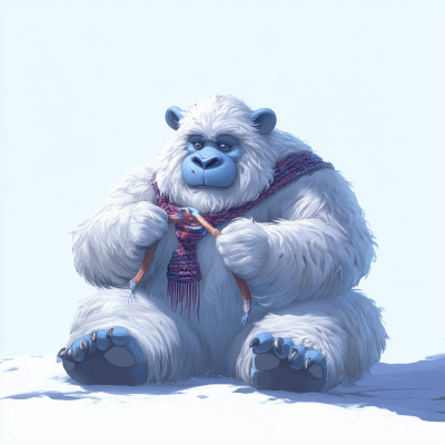 Yeti Knitting a Scarf