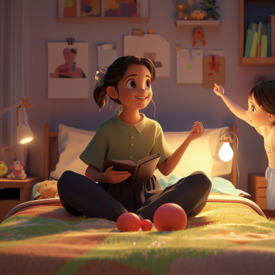 Cozy 3D Pixar Scene