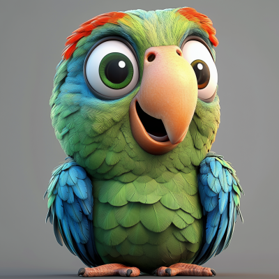 Charming Parrot in Pixar Style