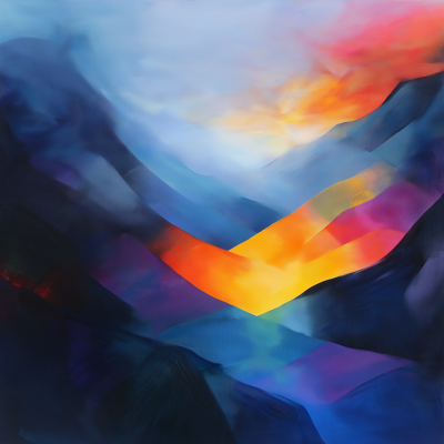 Abstract Sunrise Over Mountains