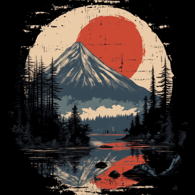 Japanese Style Pacific Northwest T-shirt Design