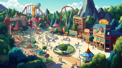 Colorful Amusement Park Illustration