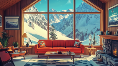 Retro Ski Lodge Interior