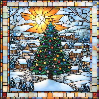 Stained Glass Christmas Scene