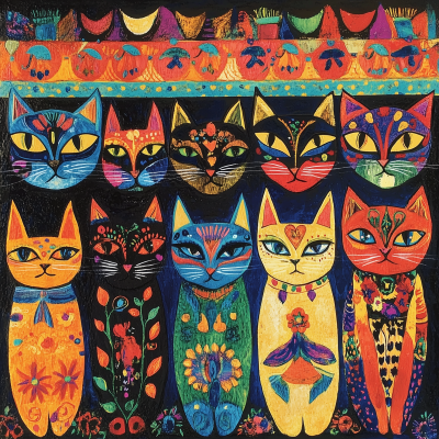 Colorful Cat Illustration