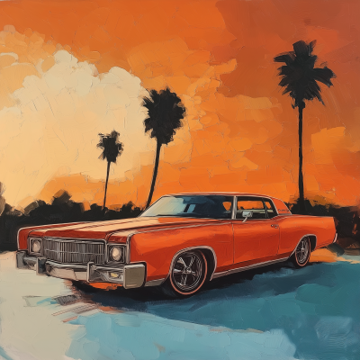 Retro Car in Oil Paint