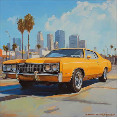 Retro Car in Oil Paint