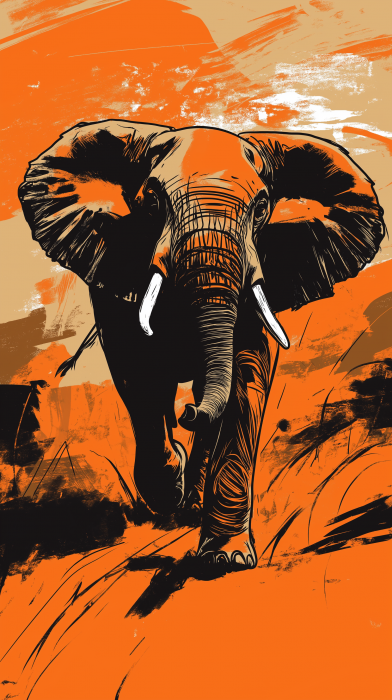 Running Elephant on Savanna