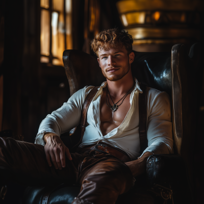 Muscular man in tavern