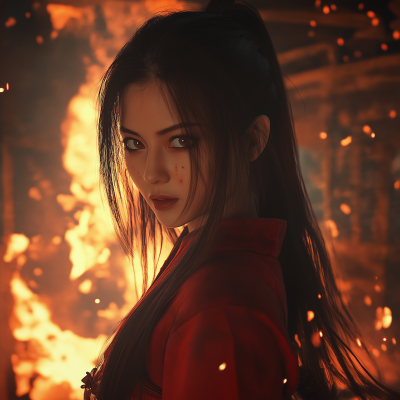 Samurai Girl in Flames