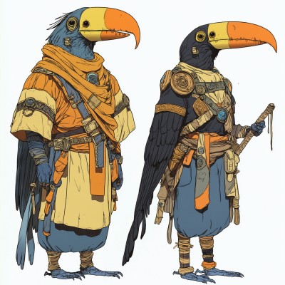 Anthropomorphic Toucans in Military Outfits