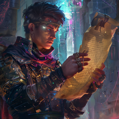 Young Male Herald Reading Scroll
