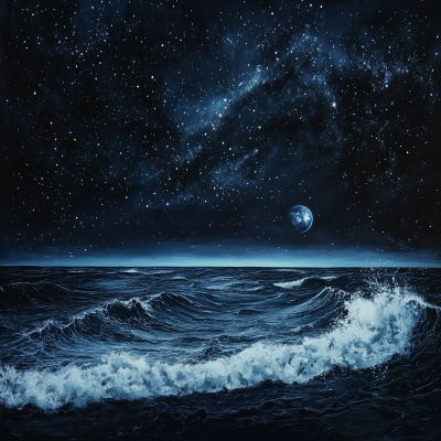 Nighttime Shoreline Under Milky Way