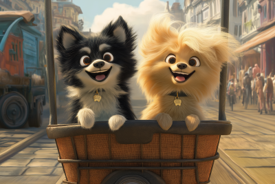 Pomeranians on a Tricycle