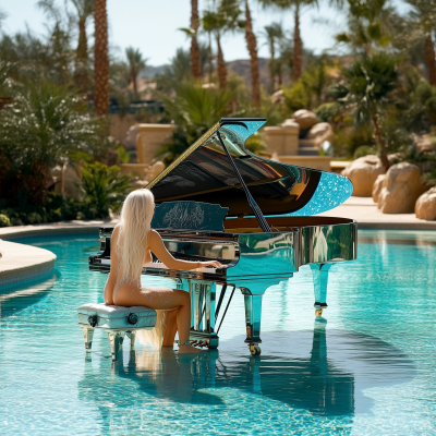 Lady Playing Glass Piano