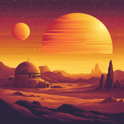 Vibrant Sunset with Two Suns