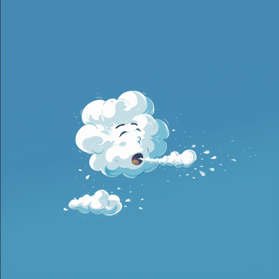 Cloud Character Blowing Wind