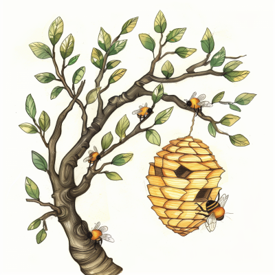 Beehive on a Tree Branch