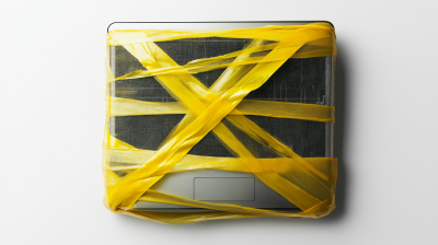 Caution Wrapped Laptop